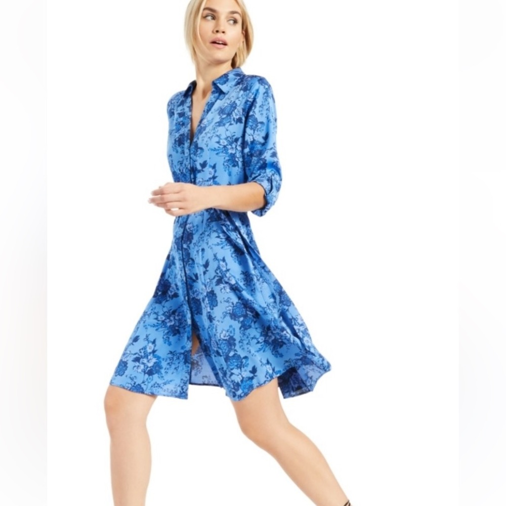 Inc. International Concepts shirtdress blue floral size 10